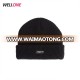 Guangzhou factory hot sell custom 100% acrylic knit brand label wholesale stock cheap men black beanies